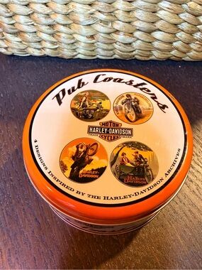 Harley-Davidson Round Pub Coasters in Tin